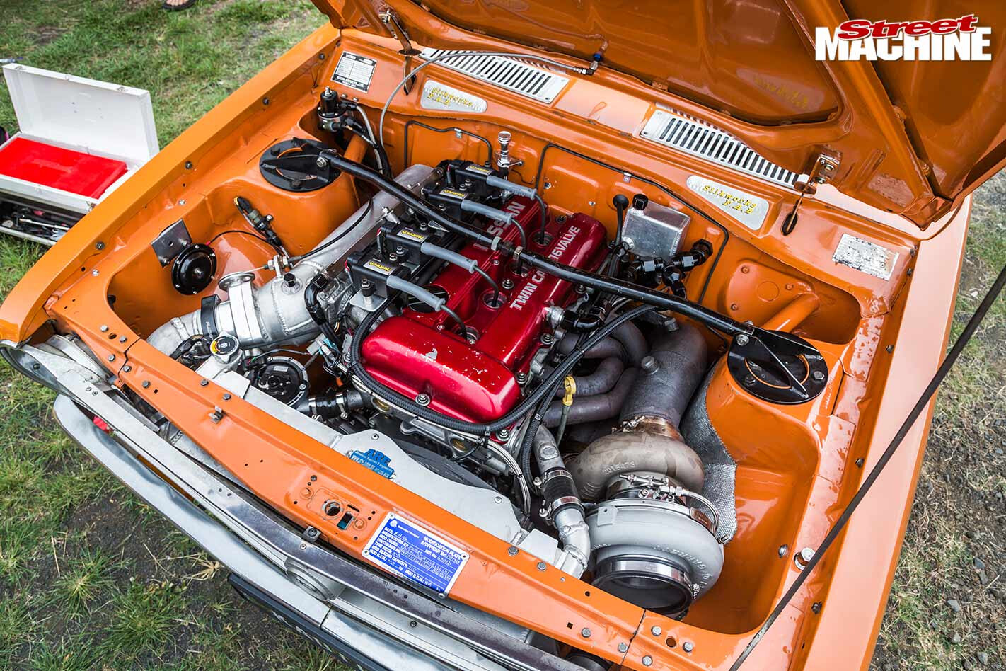 Datsun 1200 wagon engine bay