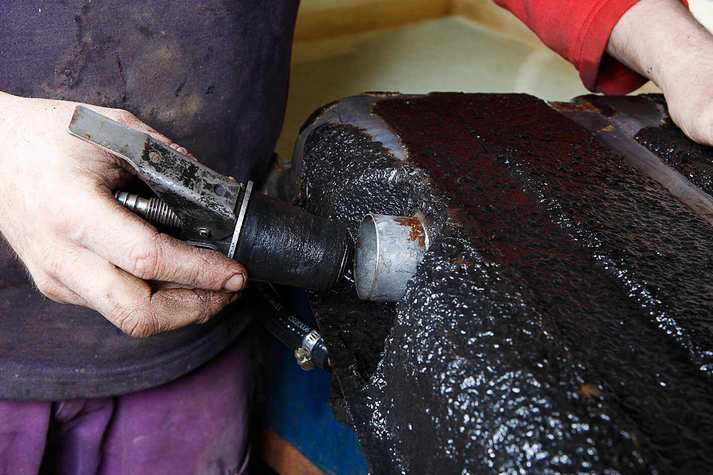 repairing a car fuel tank