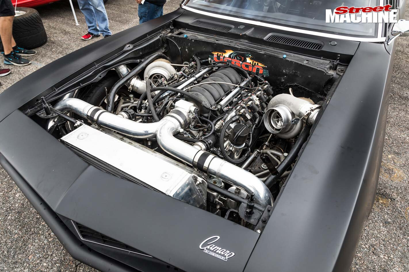Turbo LS Camaro engine bay