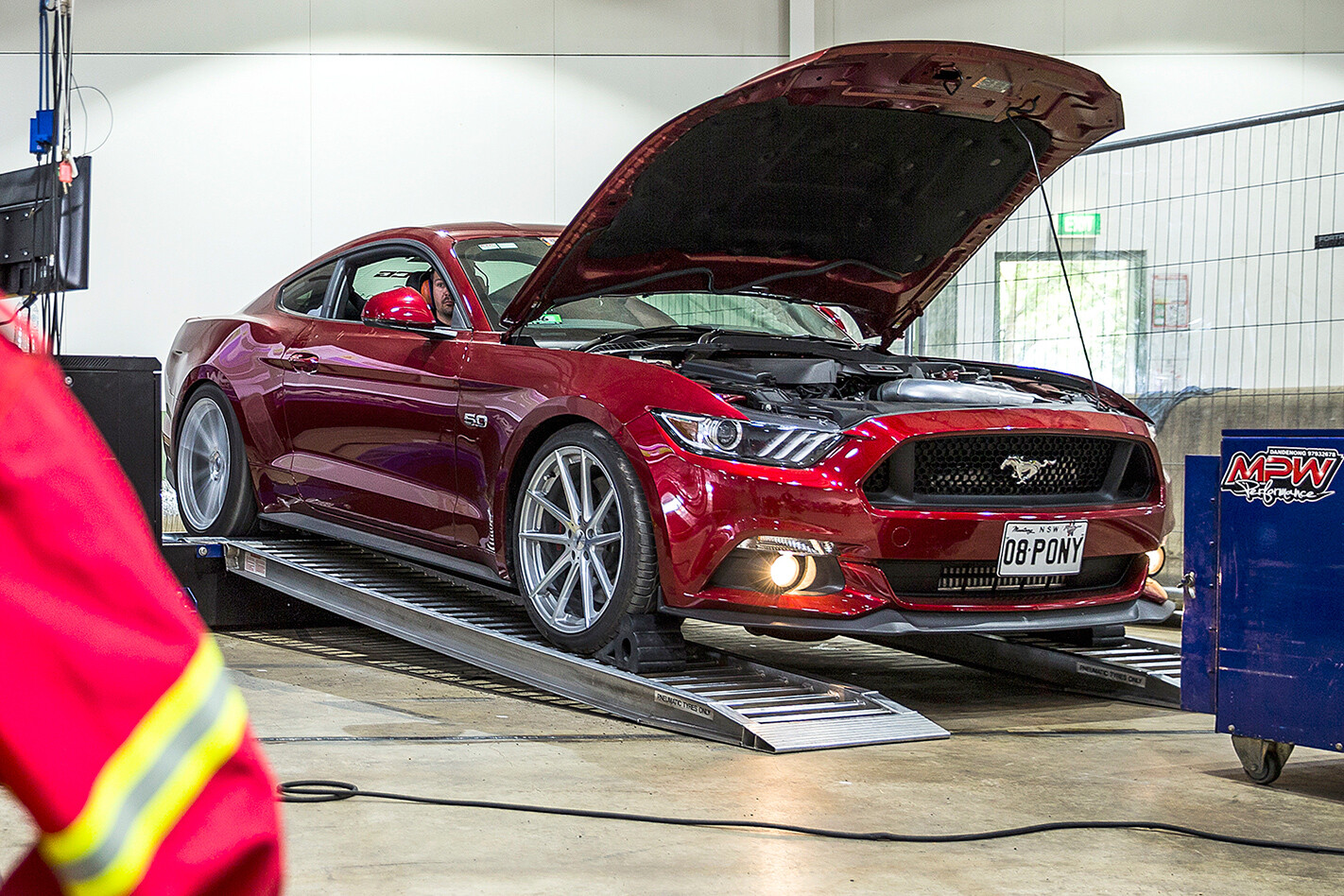 Ford Mustang GT on dyno