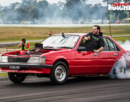 Performance car mania red holden VH commodore burnout